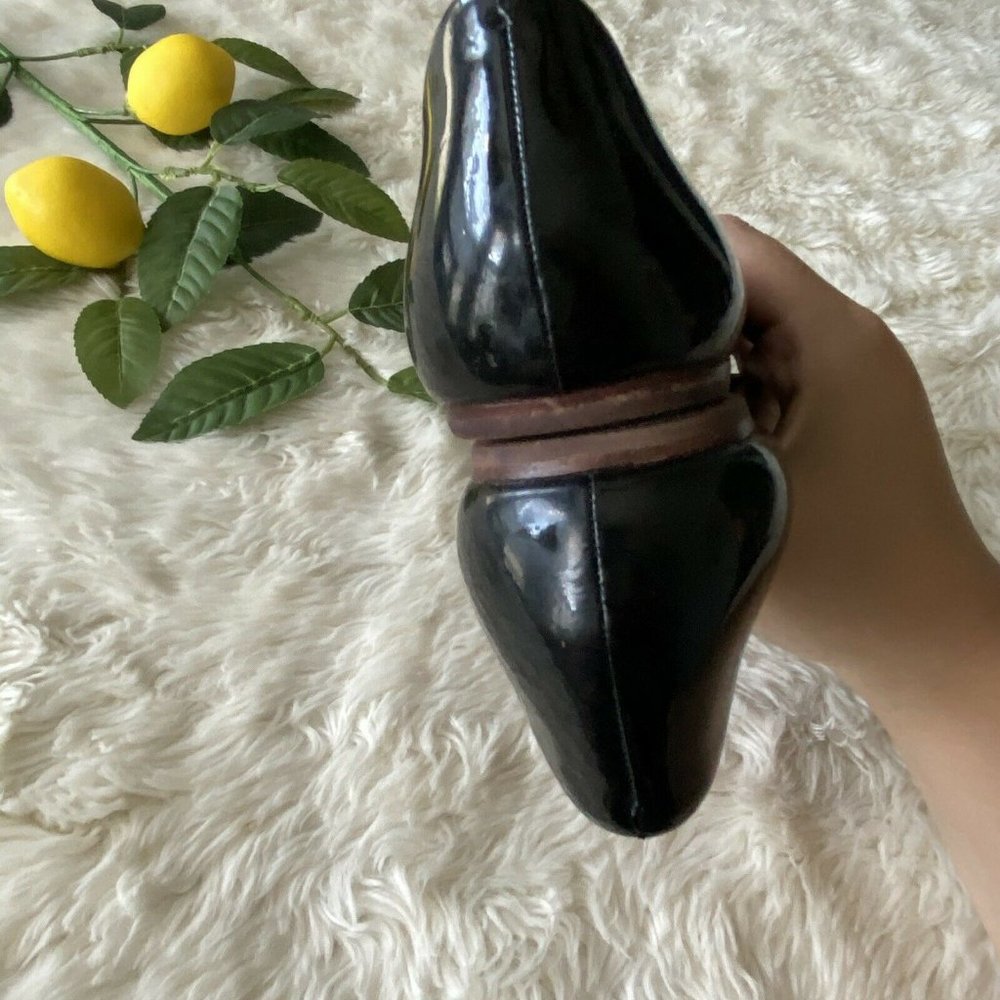 ory Burch Black Square Toe Gold Logo Patent Sz 8 - Picture 6 of 8